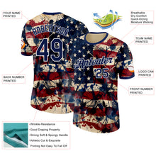 Laden Sie das Bild in den Galerie-Viewer, Custom Cream Navy Red-White USA Flag Splash Performance T-Shirt
