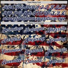 Laden Sie das Bild in den Galerie-Viewer, Custom Cream Navy Red-White USA Flag Splash Performance T-Shirt
