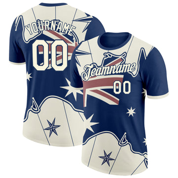 Custom Blue White-Red Australian Flag Southern Cross Performance T-Shirt