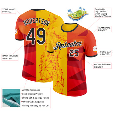 Custom Red Black Yellow-White Turkey Performance T-Shirt