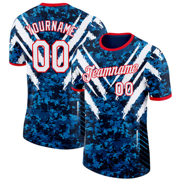 Custom Blue White-Fire Red Slovakia Performance T-Shirt