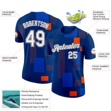 Custom Blue White Orange-Black Netherlands Geometric Shapes Performance T-Shirt