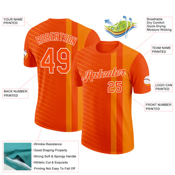 Custom Orange White Netherlands Line Performance T-Shirt