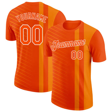 Custom Orange White Netherlands Line Performance T-Shirt