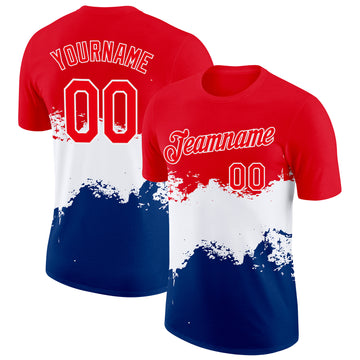 Custom Fire Red White-Blue Netherlands Performance T-Shirt