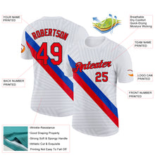 Load image into Gallery viewer, Custom White Fire Red Gray Blue-Black Netherlands Line Performance T-Shirt
