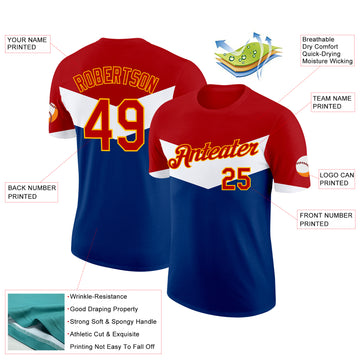 Custom Red White Blue-Gold Netherlands Performance T-Shirt