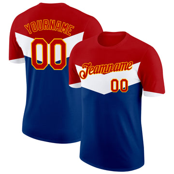 Custom Red White Blue-Gold Netherlands Performance T-Shirt