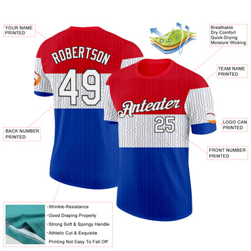 Custom Red White Blue-Black Netherlands Line Performance T-Shirt