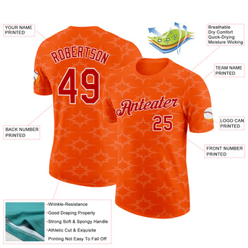 Custom Orange Red-White Netherlands Abstract Pattern Performance T-Shirt