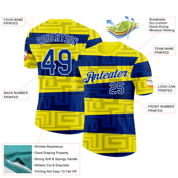 Custom Light Yellow Royal Blue-White Ukraine Abstract Pattern Performance T-Shirt