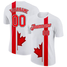 Загрузить изображение в средство просмотра галереи, Custom White Fire Red-Black Canada Maple Leaf Performance T-Shirt

