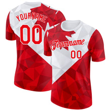 Load image into Gallery viewer, Custom White Fire Red Canada Maple Leaf Geometric Shape Performance T-Shirt
