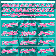 Load image into Gallery viewer, Custom Aqua Pink Teal-White Tropical Hawaii Palm Trees Authentic Baseball Jersey
