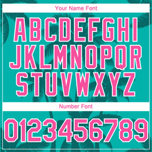 Load image into Gallery viewer, Custom Aqua Pink Teal-White Tropical Hawaii Palm Trees Authentic Baseball Jersey
