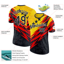 Load image into Gallery viewer, Custom Red Black Yellow-White Belgium Performance T-Shirt
