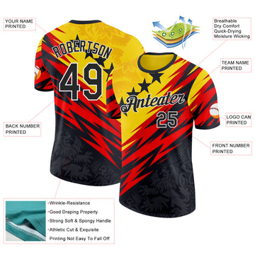 Custom Red Black Yellow-White Belgium Performance T-Shirt