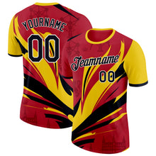 Load image into Gallery viewer, Custom Red Black Yellow-White Belgium Performance T-Shirt
