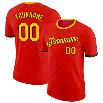 Custom Red Yellow-Black Belgium Performance T-Shirt