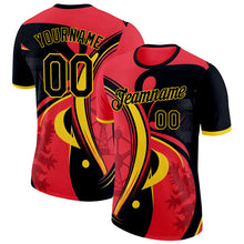 Load image into Gallery viewer, Custom Red Black-Yellow Belgium Abstract Performance T-Shirt
