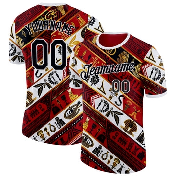 Custom White Black Red-Gold Egypt Performance T-Shirt