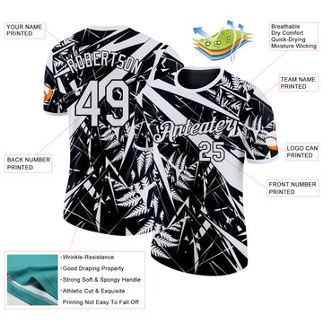 Custom Black White New Zealand Silver Fern Performance T-Shirt
