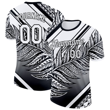Custom White Black New Zealand Silver Fern Performance T-Shirt