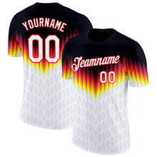 Load image into Gallery viewer, Custom Black White Fire Red Yellow-Gray Germany Zigzag Performance T-Shirt
