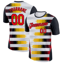 Load image into Gallery viewer, Custom White Fire Red Black-Yellow Germany Geometric Performance T-Shirt
