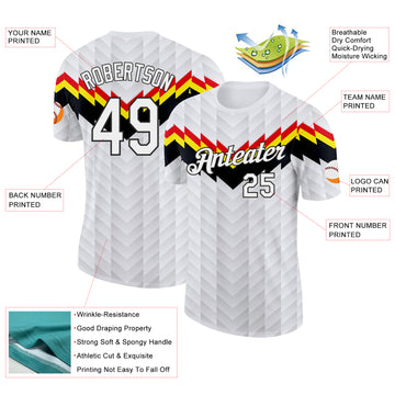 Custom White Red Yellow Black-Gray Germany Arrow Performance T-Shirt