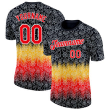 Загрузить изображение в средство просмотра галереи, Custom Black Fire Red Yellow-White Germany Flower Performance T-Shirt
