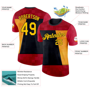 Custom Red Yellow-Black Germany Geometric Performance T-Shirt
