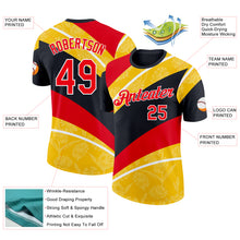 Загрузить изображение в средство просмотра галереи, Custom Black Fire Red Yellow-White Germany Flower Performance T-Shirt
