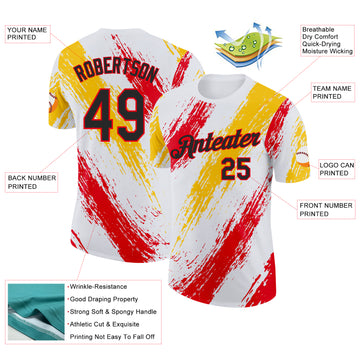 Custom White Black Fire Red-Yellow Germany Splash Performance T-Shirt