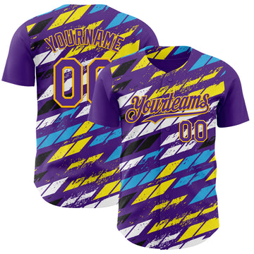 Custom Purple Yellow-Blue 3D Pattern Design Car Racing Formula Auto Motorsport Authentic Baseball Jersey