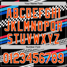 Load image into Gallery viewer, Custom Black Orange White-Blue 3D Pattern Design Car Racing Formula Auto Motorsport Authentic Baseball Jersey
