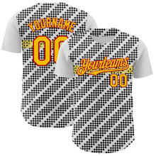 Загрузить изображение в средство просмотра галереи, Custom White Yellow Red-Black 3D Pattern Design Car Racing Formula Auto Motorsport Authentic Baseball Jersey
