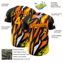 Load image into Gallery viewer, Custom Black Yellow Red Orange-White 3D Pattern Design Car Racing Formula Auto Motorsport Authentic Baseball Jersey
