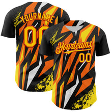 Load image into Gallery viewer, Custom Black Yellow Red Orange-White 3D Pattern Design Car Racing Formula Auto Motorsport Authentic Baseball Jersey
