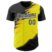Загрузить изображение в средство просмотра галереи, Custom Black White-Yellow 3D Pattern Design Car Racing Formula Auto Motorsport Authentic Baseball Jersey
