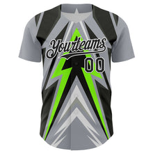 Load image into Gallery viewer, Custom Gray Black White-Green 3D Pattern Design Car Racing Formula Auto Motorsport Authentic Baseball Jersey
