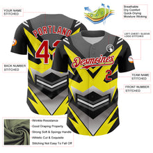 Load image into Gallery viewer, Custom Black Red White-Yellow 3D Pattern Design Car Racing Formula Auto Motorsport Authentic Baseball Jersey
