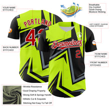 Load image into Gallery viewer, Custom Black Red White-Green 3D Pattern Design Car Racing Formula Auto Motorsport Authentic Baseball Jersey
