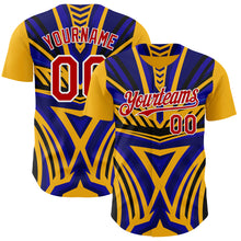 Load image into Gallery viewer, Custom Gold Red White Blue-Black 3D Pattern Design Car Racing Formula Auto Motorsport Authentic Baseball Jersey
