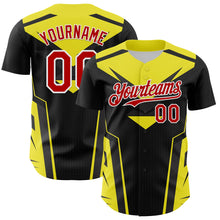 Load image into Gallery viewer, Custom Black Red White-Yellow 3D Pattern Design Car Racing Formula Auto Motorsport Authentic Baseball Jersey
