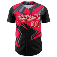 Load image into Gallery viewer, Custom Black Red White-Gray 3D Pattern Design Car Racing Formula Auto Motorsport Authentic Baseball Jersey
