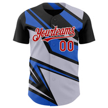 Laden Sie das Bild in den Galerie-Viewer, Custom Gray Red White-Blue 3D Pattern Design Car Racing Formula Auto Motorsport Authentic Baseball Jersey
