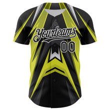 Загрузить изображение в средство просмотра галереи, Custom Black White Green-Gray 3D Pattern Design Car Racing Formula Auto Motorsport Authentic Baseball Jersey
