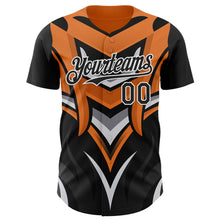 Загрузить изображение в средство просмотра галереи, Custom Black White Orange-Gray 3D Pattern Design Car Racing Formula Auto Motorsport Authentic Baseball Jersey
