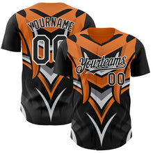 Загрузить изображение в средство просмотра галереи, Custom Black White Orange-Gray 3D Pattern Design Car Racing Formula Auto Motorsport Authentic Baseball Jersey
